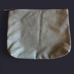 Free People Vegan Leather Large Zip Clutch Bag - -Soft, Gray Taupe